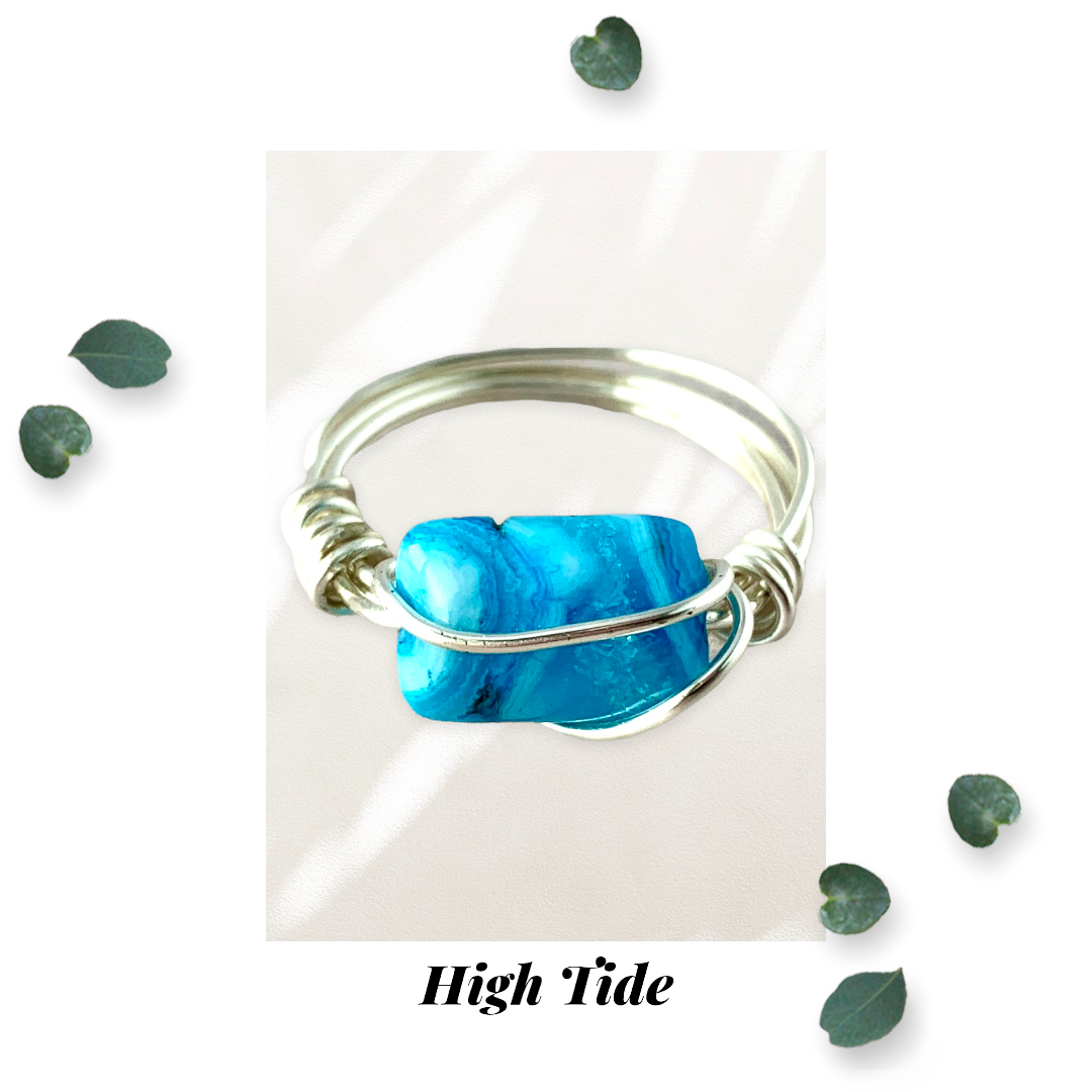 Blue Crazy Lace Agate Ring Size 7.5